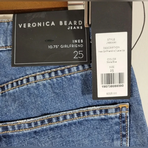 𝅺veronica Beard High Rise Ines Girlfriend Lace Up Jeans Size 25 NWT - Picture 6 of 15